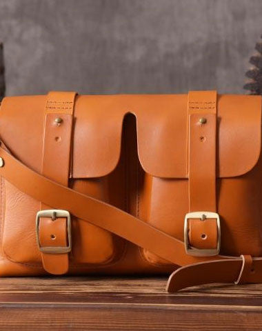 Handmade leather men Briefcase messenger vintage shoulder laptop bag vintage bag - EverHandmade
