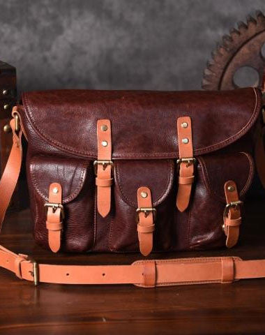 Handmade leather men Briefcase messenger vintage shoulder laptop bag vintage bag - EverHandmade