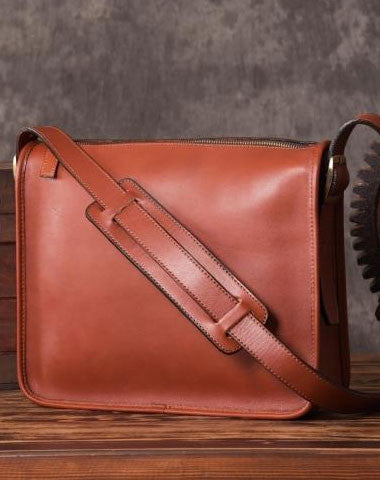 Handmade leather men Briefcase messenger vintage shoulder laptop bag vintage bag - EverHandmade