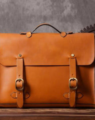 Handmade leather mens Briefcase business Briefcase Shoulder Bag Laptop Briefcase - EverHandmade