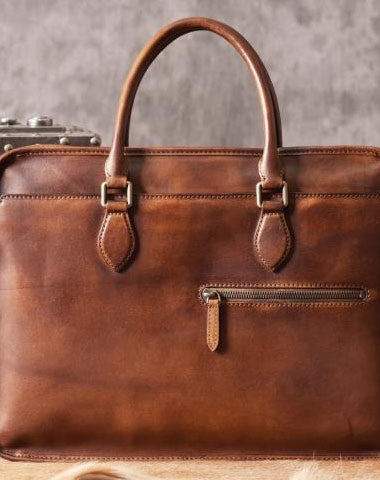Handmade Cool leather mens Briefcases vintage laptop Briefcases Business Briefcase - EverHandmade