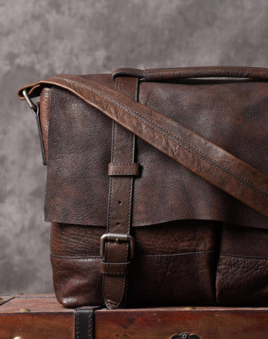 Handmade leather men Vintage messenger bag vintage Cool Shoulder bag for Men - EverHandmade