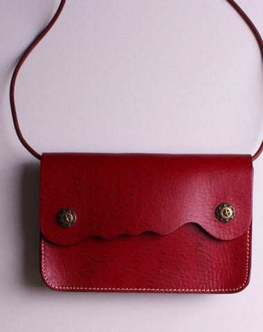Handmade Leather small purse bag shoulder bag red dark green for women leather crossbody bag