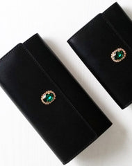 Genuine leather bifold Cute billfold clutch purse long wallet purse clutch women - EverHandmade