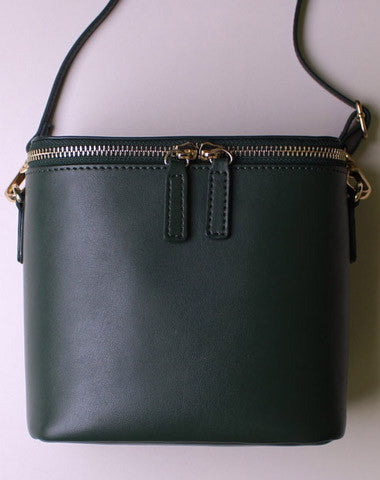 Leather bucket bag shoulder bag Green Red White black for women leather crossbody bag - EverHandmade