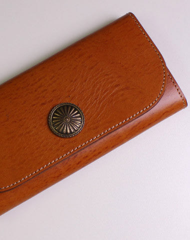 Genuine leather trifold clutch purse long wallet purse clutch zip men women - EverHandmade