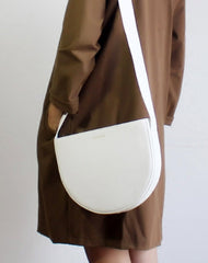 Genuine Leather Round Saddle Purse Bag Shoulder Bag for Women Leather Crossbody Bag - EverHandmade