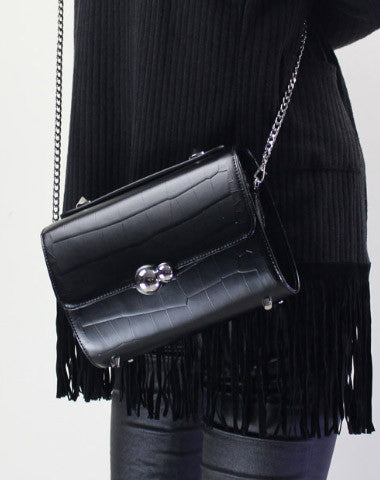 Genuine Leather fashion black shoulder bag for women leather crossbody bag - EverHandmade