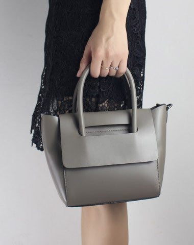 Genuine Leather handbad shoulder bag blue black for women leather shopper bag - EverHandmade