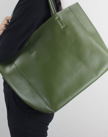 Leather Mens Womens 15 Large Shoulder Bag Army Green Tote Bag Large S –  iwalletsmen