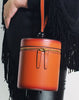 Genuine Leather round circle clutch purse handbag Wristlet bag for women leather - EverHandmade