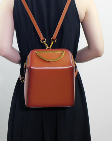 Genuine Leather backpack bag shoulder bag black brown for women leather crossbody bag - EverHandmade