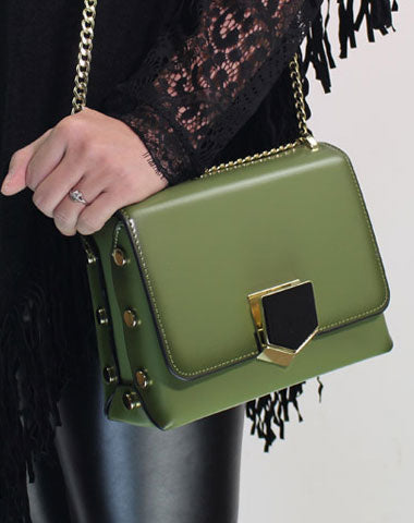 Genuine Leather purse shoulder bag black red for women leather crossbody bag - EverHandmade