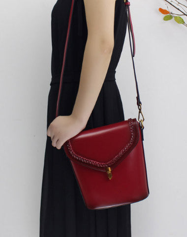 Genuine Leather bucket bag shoulder bag for women leather crossbody bag - EverHandmade