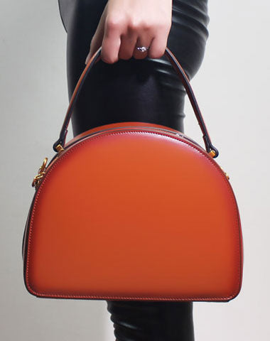 Genuine Leather semi-circle handbag shoulder bag for women leather crossbody bag - EverHandmade