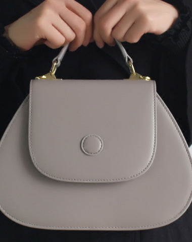 Gray Leather Handbag Purse Shoulder Bag for Women Leather Crossbody Bag - EverHandmade