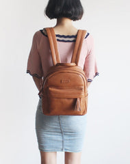 College Leather Womens Backpacks Stylish School Bag for Women - EverHandmade
