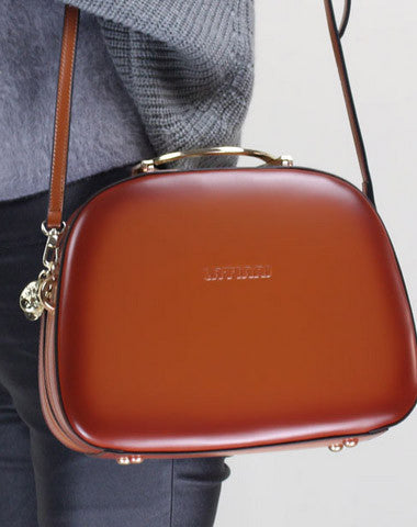 Leather handbag shoulder bag brown red for women leather crossbody bag - EverHandmade