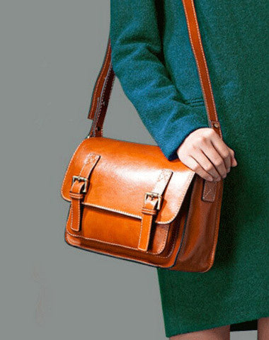 Handmade Leather satchel bag shoulder bag black brown for women leather crossbody bag - EverHandmade