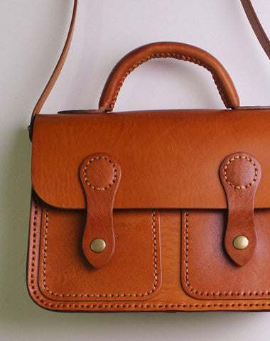 Handmade Leather satchel bag shoulder bag brown black for women leather crossbody bag - EverHandmade