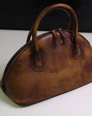 Handmade Leather handbag shoulder bag brown purple for women leather crossbody bag - EverHandmade