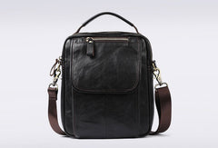 Men Leather Black Handbag Messenger Bag Crossbody bag Cool For Men