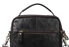 Men Leather Black Handbag Messenger Bag Crossbody bag Cool For Men