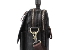 Men Leather Black Handbag Messenger Bag Crossbody bag Cool For Men