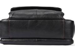 Men Leather Black Handbag Messenger Bag Crossbody bag Cool For Men