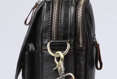Men Leather Black Handbag Messenger Bag Crossbody bag Cool For Men
