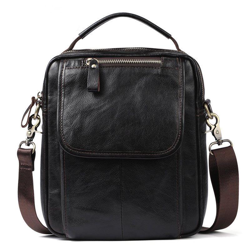 Men Leather Black Handbag Messenger Bag Crossbody bag Cool For Men
