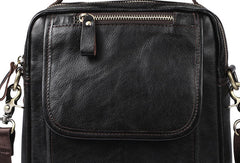Men Leather Black Handbag Messenger Bag Crossbody bag Cool For Men