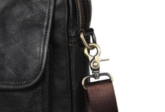 Men Leather Black Handbag Messenger Bag Crossbody bag Cool For Men