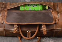 Men Leather Brown Weekender Bag Vintage Travel Bag Duffle Bags Overnight Bag Holdall Bag for men