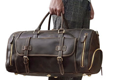 Men Leather Brown Weekender Bag Vintage Travel Bag Duffle Bags Overnight Bag Holdall Bag for men