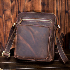 Men Leather Small Messenger Bag Cool Vintage Shoulder Bag for men
