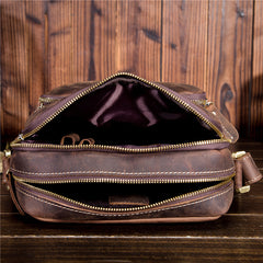 Men Leather Small Messenger Bag Cool Vintage Shoulder Bag for men