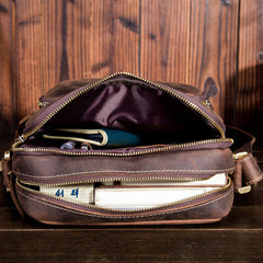 Men Leather Small Messenger Bag Cool Vintage Shoulder Bag for men
