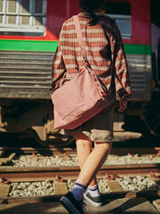 Canvas Womens Pink Leather Large Shoulder Bag Courier Bag Green Postman Bag for Women