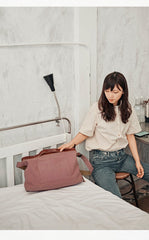 Canvas Womens Pink Leather Large Shoulder Bag Courier Bag Green Postman Bag for Women