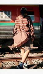 Canvas Womens Pink Leather Large Shoulder Bag Courier Bag Green Postman Bag for Women