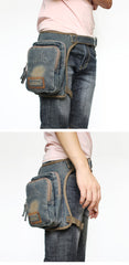 Mens Denim Thigh Bag Fanny Pack for Men Drop Leg Bag Blue Denim Bum Bag Waist Bags