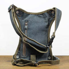 Mens Denim Thigh Bag Fanny Pack for Men Drop Leg Bag Blue Denim Bum Bag Waist Bags