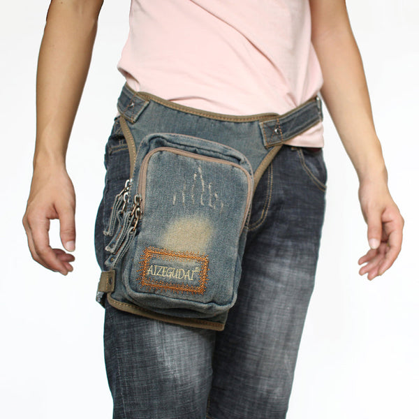 Mens Denim Thigh Bag Fanny Pack for - Back View