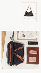 Fashion Mens Black Nylon Leather Large Handbag Tote Bag Messenger Bag Travel Bag for Men