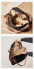 Fashion Mens Black Nylon Leather Large Handbag Tote Bag Messenger Bag Travel Bag for Men