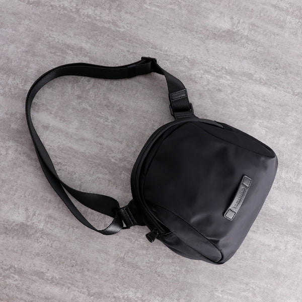 Mens Nylon Leather Crossbody Bag Womens Black - Back View