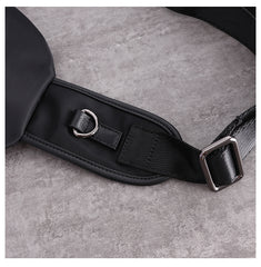 Mens Nylon Leather Sling Crossbody Pack Womens Black Nylon Chest Purse Nylon Sling Bag for Ladies
