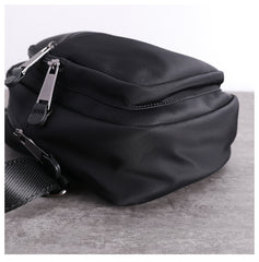 Mens Nylon Leather Sling Crossbody Pack Womens Black Nylon Chest Purse Nylon Sling Bag for Ladies