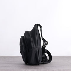 Mens Nylon Leather Sling Crossbody Pack Womens Black Nylon Chest Purse Nylon Sling Bag for Ladies